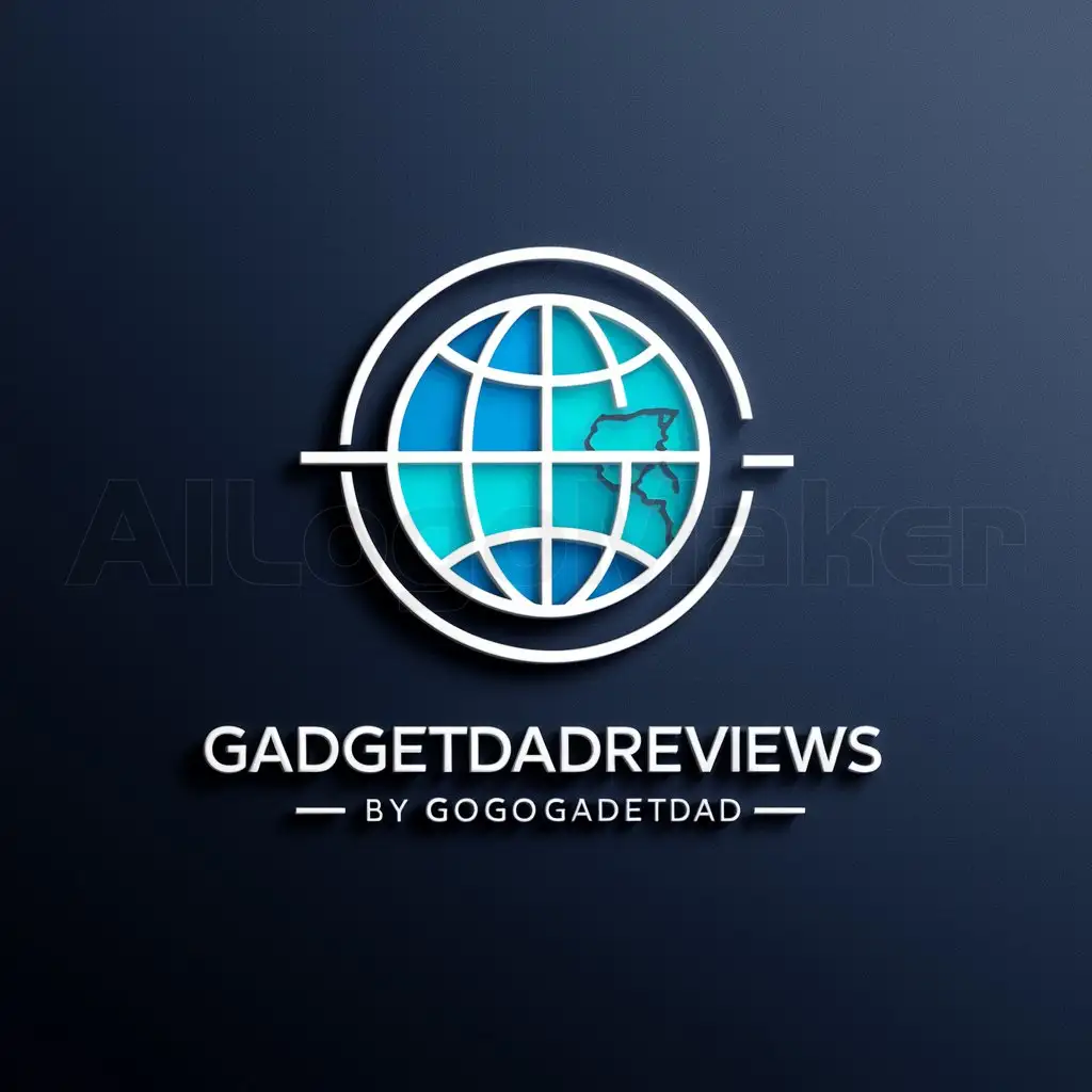 a logo design,with the text "GADGETDADREVIEWS by GOGOGADGETDAD", main symbol:Circle, globe,Minimalistic,clear background