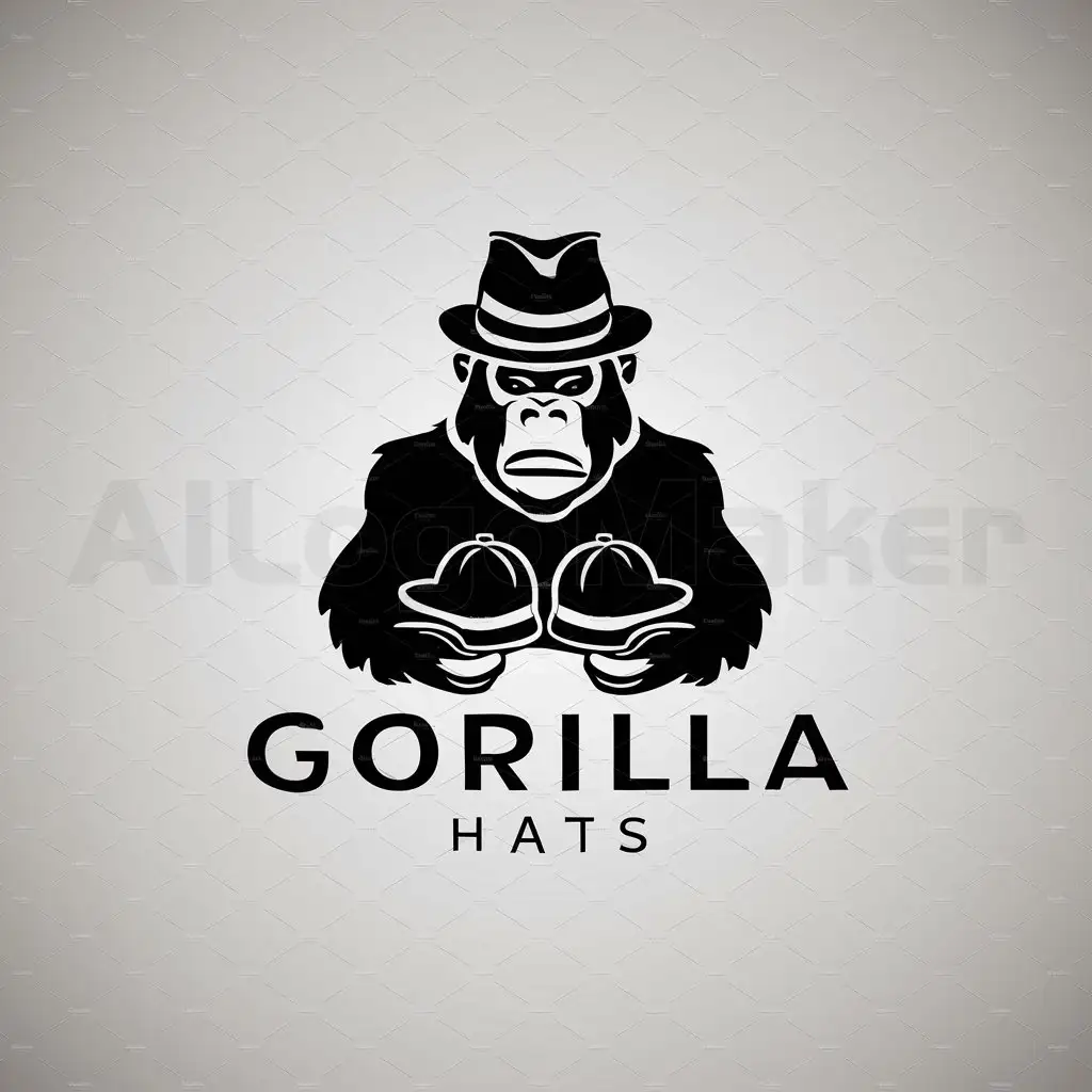 a logo design,with the text "GORILLA HATS", main symbol:gorilla, gorras,complex,clear background