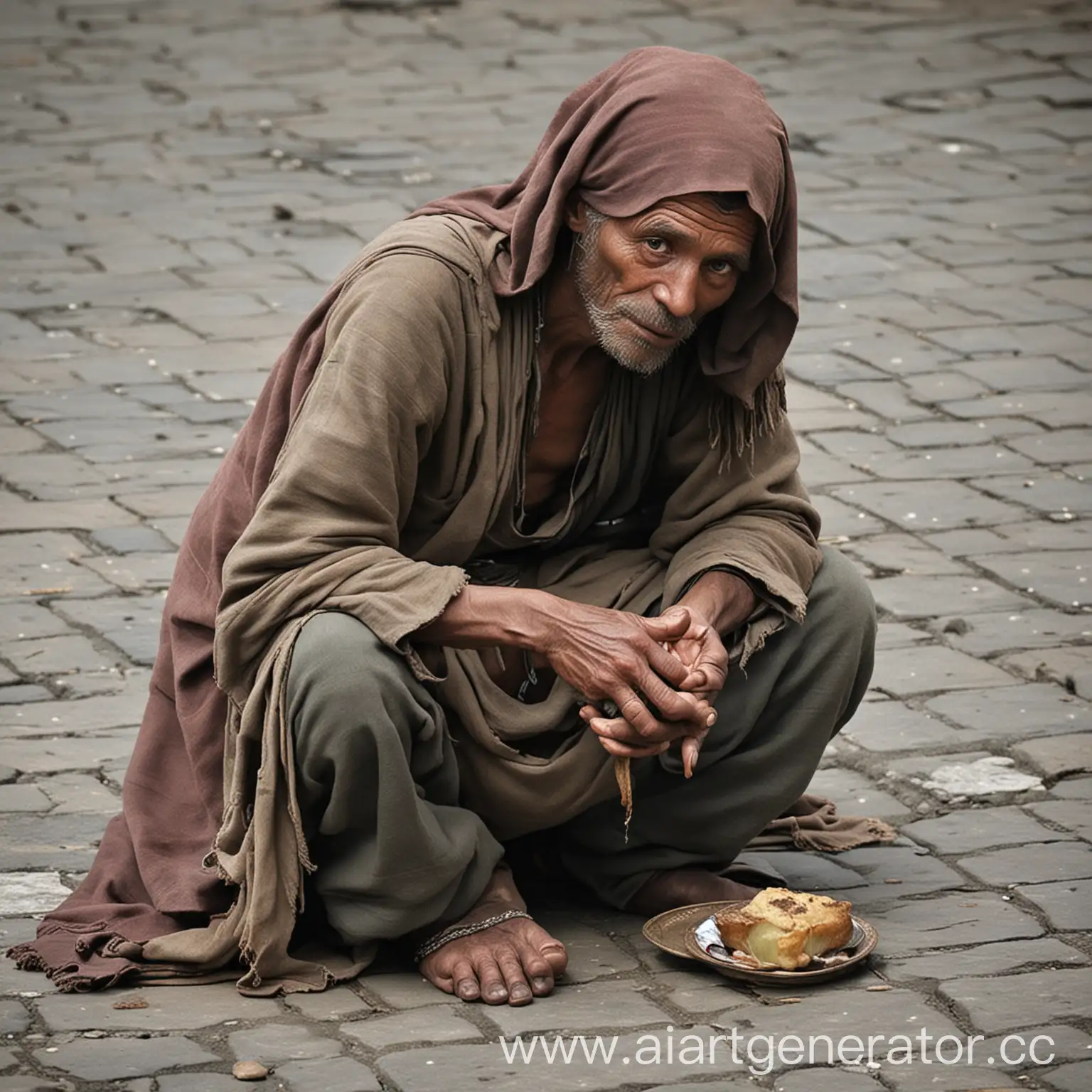 Urban-Beggar-Asking-for-Alms-in-City-Street