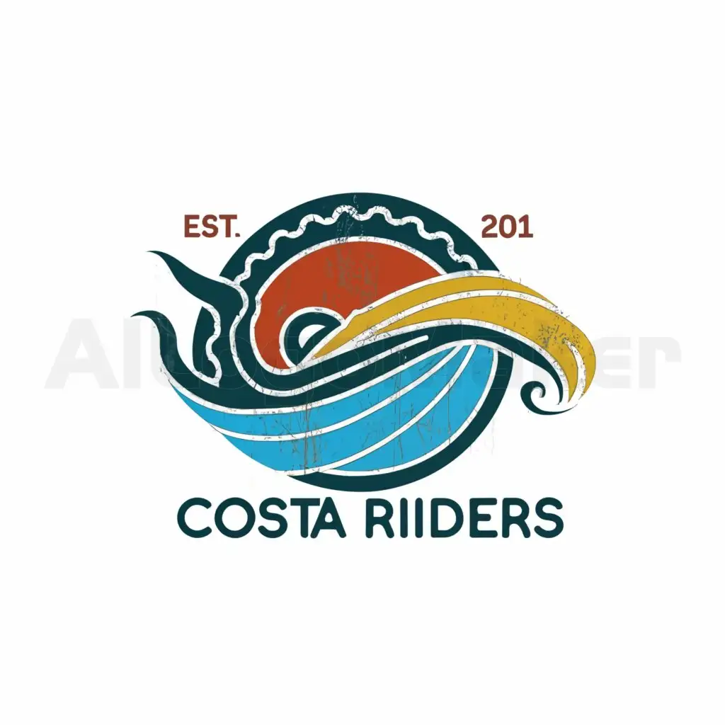a logo design,with the text "Costa Riders", main symbol:Waves motor surf,Moderate,be used in Travel industry,clear background