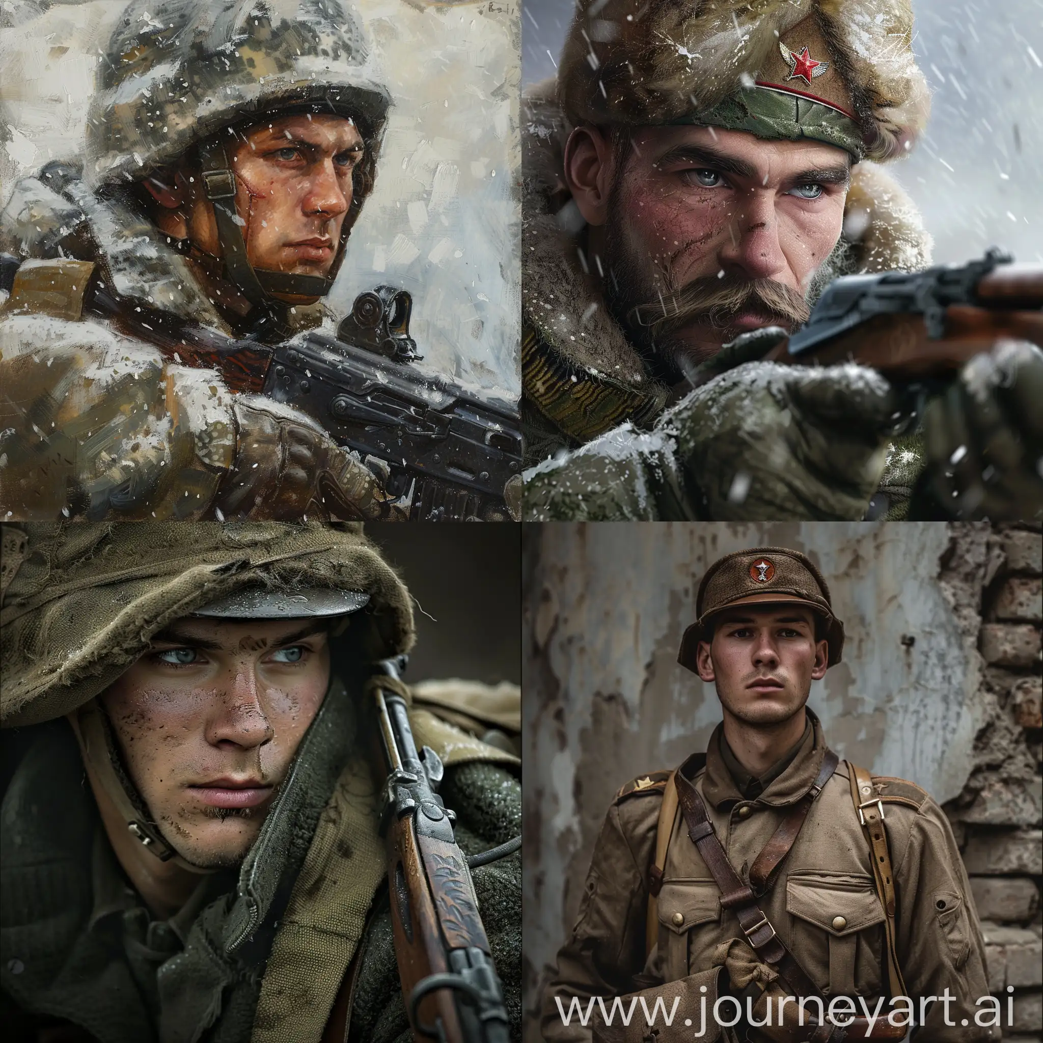 Russian-Soldier-in-Winter-Camouflage-Uniform