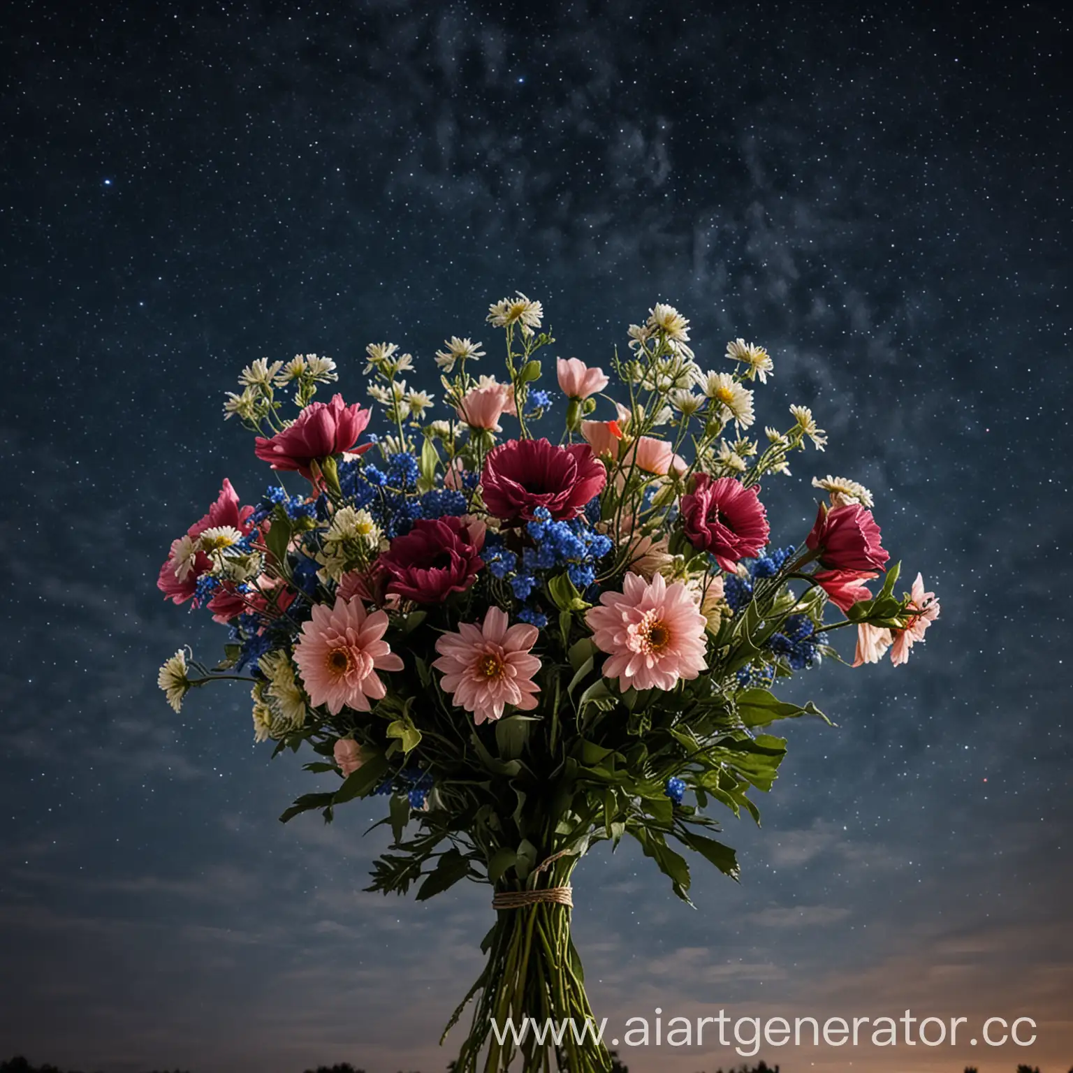 Enchanting-Night-Sky-Bouquet-Vibrant-Flowers-Illuminated-by-Moonlight