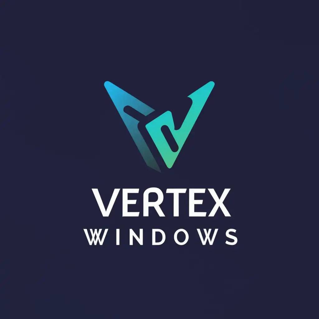 a logo design,with the text "Vertex Windows", main symbol:V and Window,Minimalistic,clear background