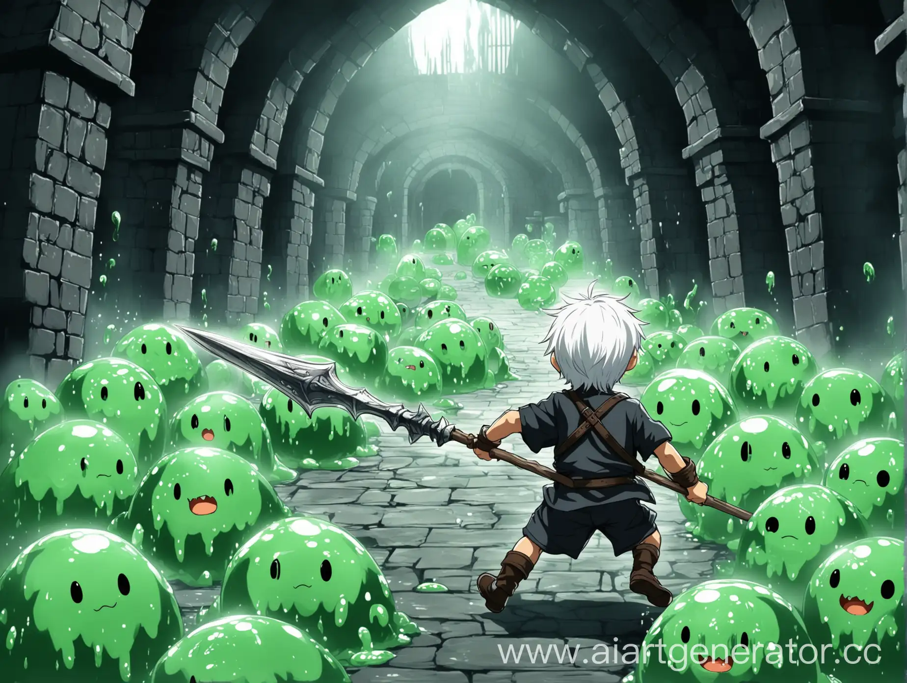 Brave-Boy-Escaping-Dungeon-Slime-Encounter