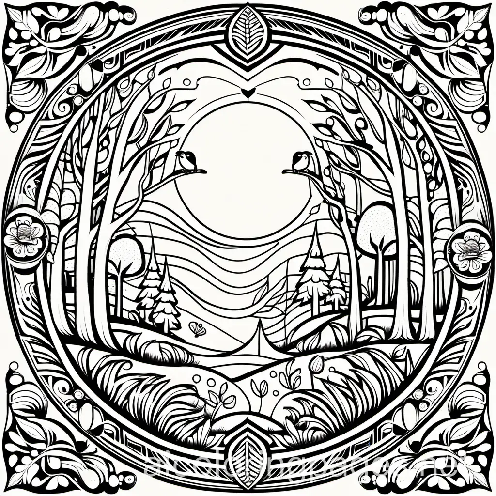 Whimsical-Creatures-in-Enchanted-Forests-Coloring-Page-Intricate-Mandalas-and-NatureInspired-Patterns-for-Kids