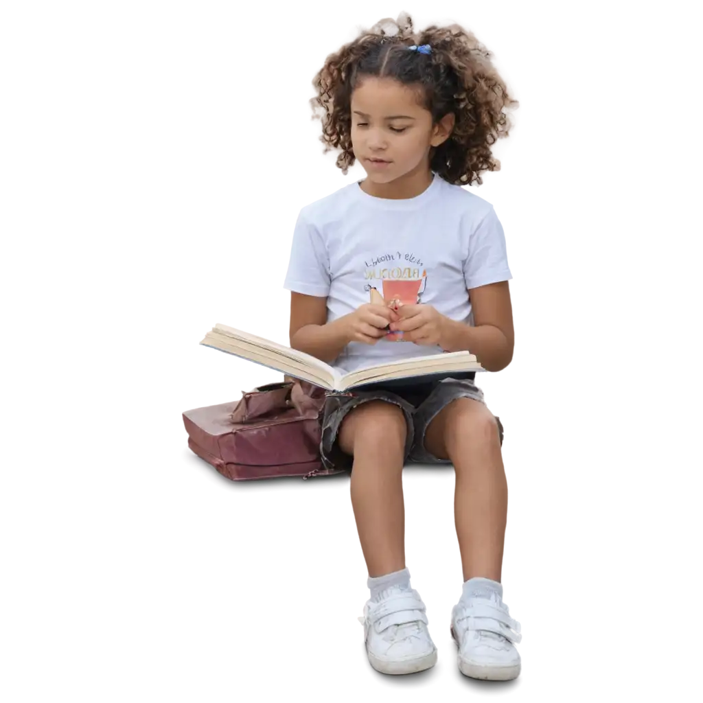  a little girl reading a book