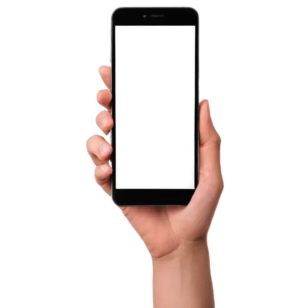 HighQuality-PNG-Image-of-Mobile-in-Hand-with-White-Mobile-Screen