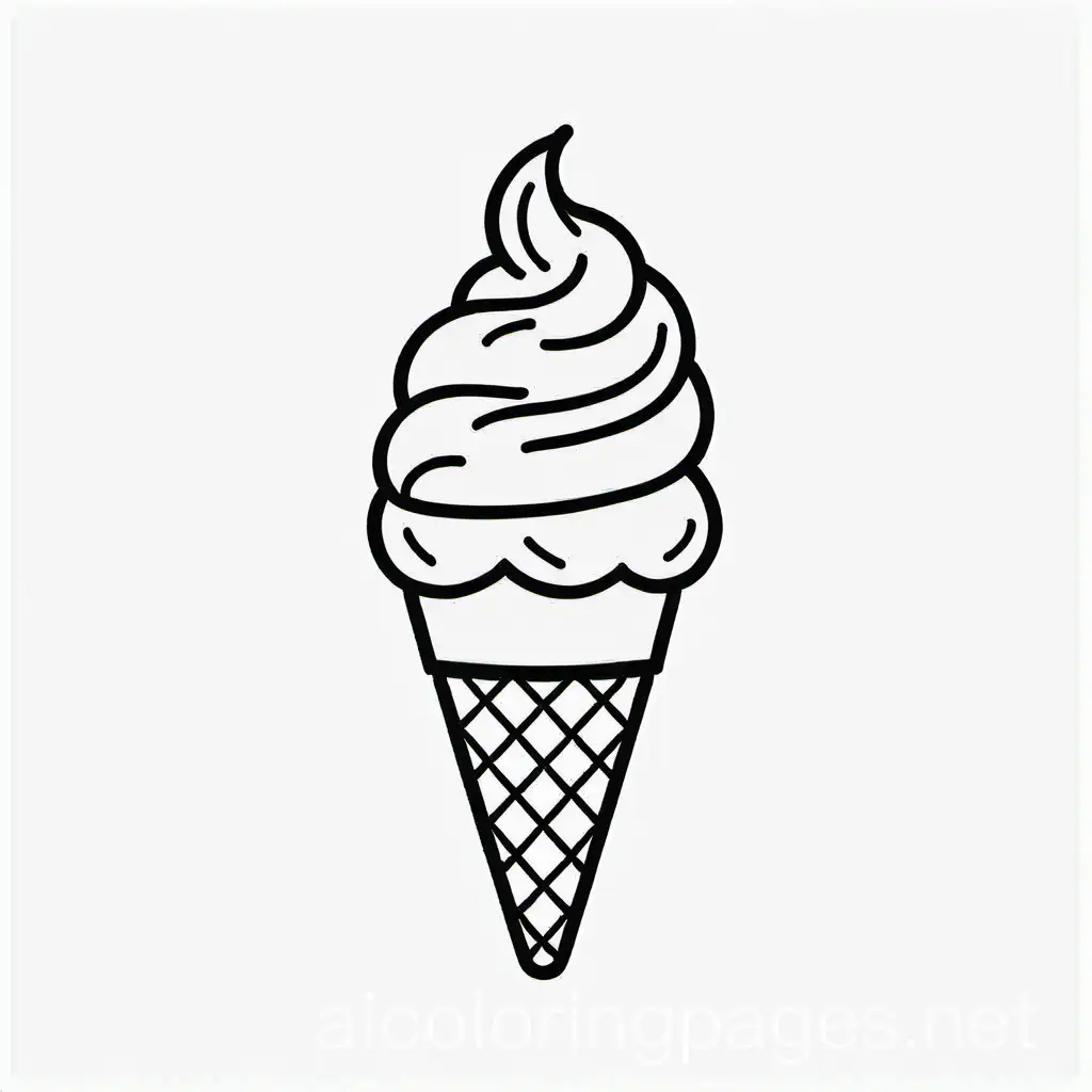 cute nd simple minimalistic no big details icecream coloring page, Coloring Page, black and white, line art, white background, Simplicity, Ample White Space. The background of the coloring page is plain white to make it easy for young children to color within the lines. The outlines of all the subjects are easy to distinguish, making it simple for kids to color without too much difficulty