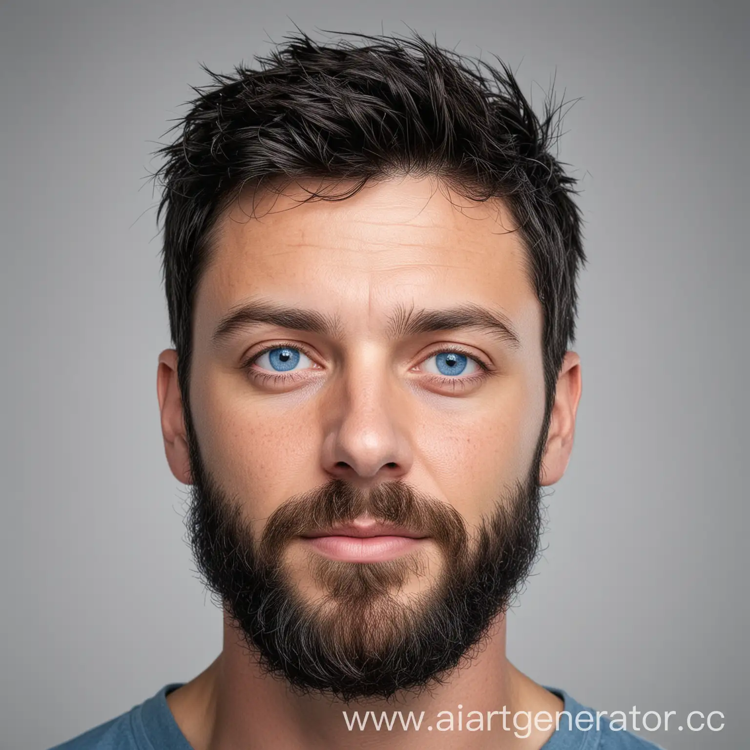 фото человека с белым фоном, мужчина в возрасте 30-40 лет, европейской внешности, черные волосы, с бородой, голубые глаза