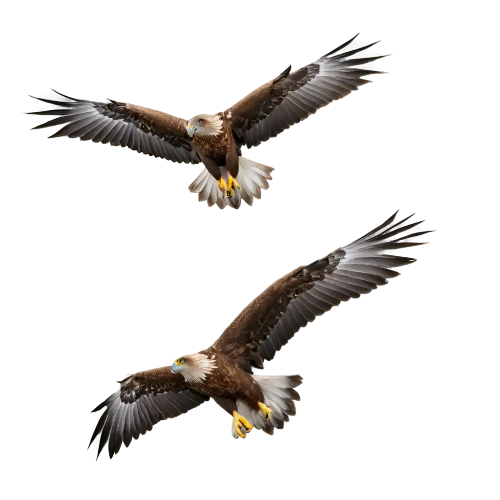 The Lesser Spotted Eagle and Philippine Eagle soar through the skies, their powerful wings beating in unison.