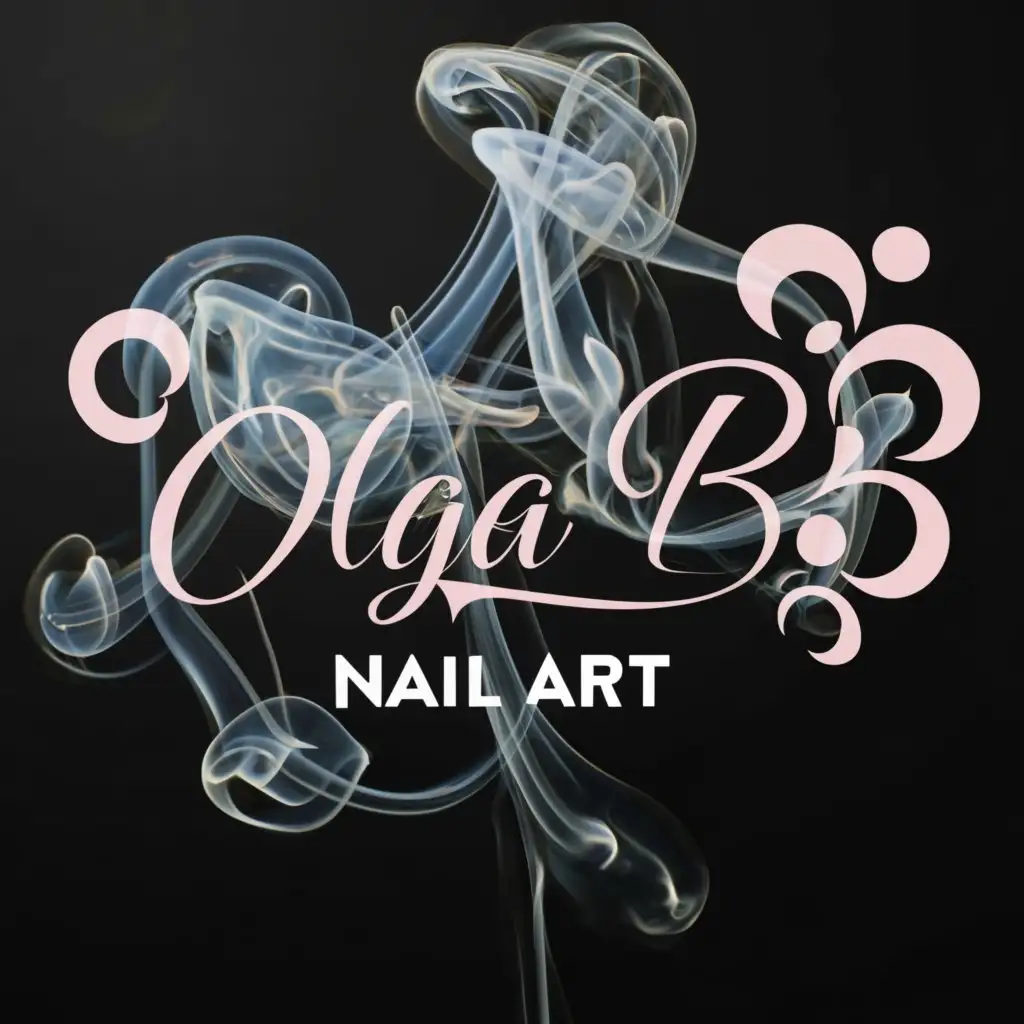 LOGO-Design-for-Olga-B-Nail-Art-Pink-Smoke-on-Black-Background-for-Elegant-Manicure-Brand