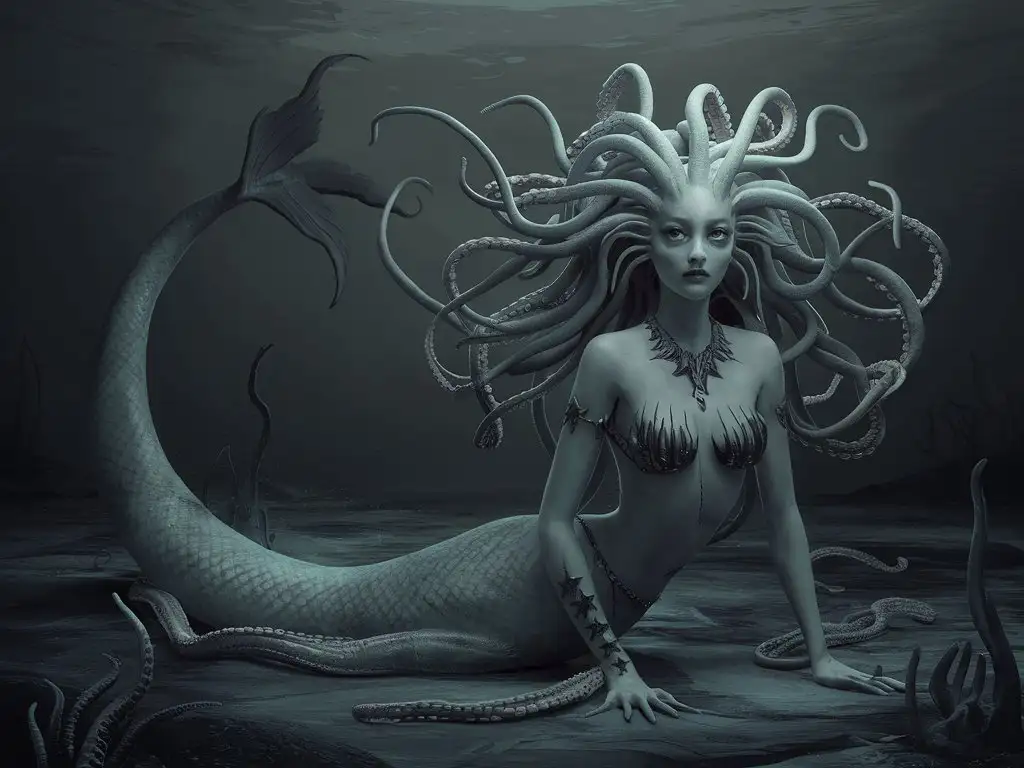 "Generate an random uhd image of a uhd uhd Lovecraftian uhd uhd uhd  uhd Sea uhd uhd  uhd uhd mermaid with  uhd uhd tentacles as hair wearing an intricate uhd uhd uhd uhd tentacles and uhd uhd sea uhd uhd star uhd uhd  arms, in a uhd uhd dark, uhd uhd  atmospheric uhd uhd ocean uhd uhd aesthetic, with highly detailed uhd uhd squid uhd uhd ink, and a uhd uhd minimalist style, subtle uhd uhd brushwork, inspired by the styles of Edward Gorey, Yves Tanguy, Adrian Ghenie, Petra Cortright, Sam Gilliam, William Russell Flint, Léon Bakst, Giovanni Boldini, William Blake, and Elsa Beskow."
