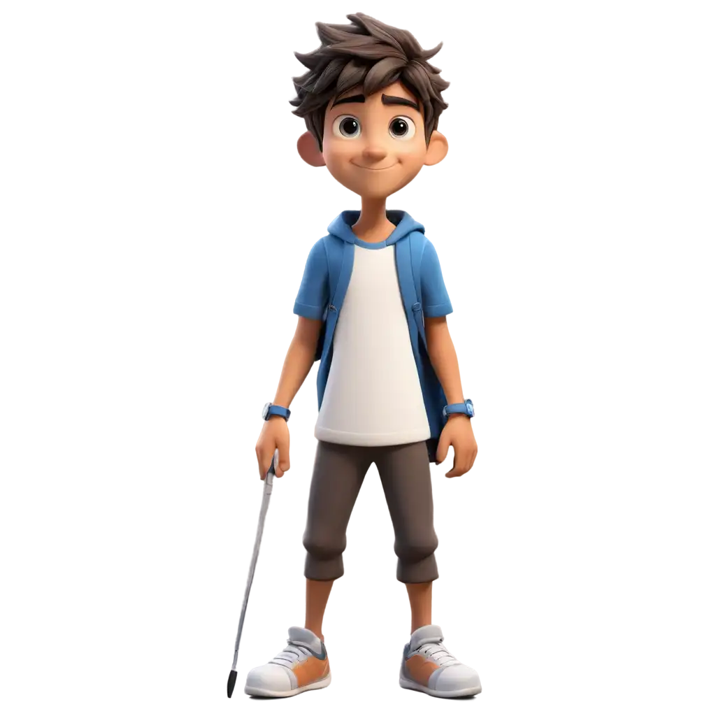 a 7 years old 3d cartoon boy front facing