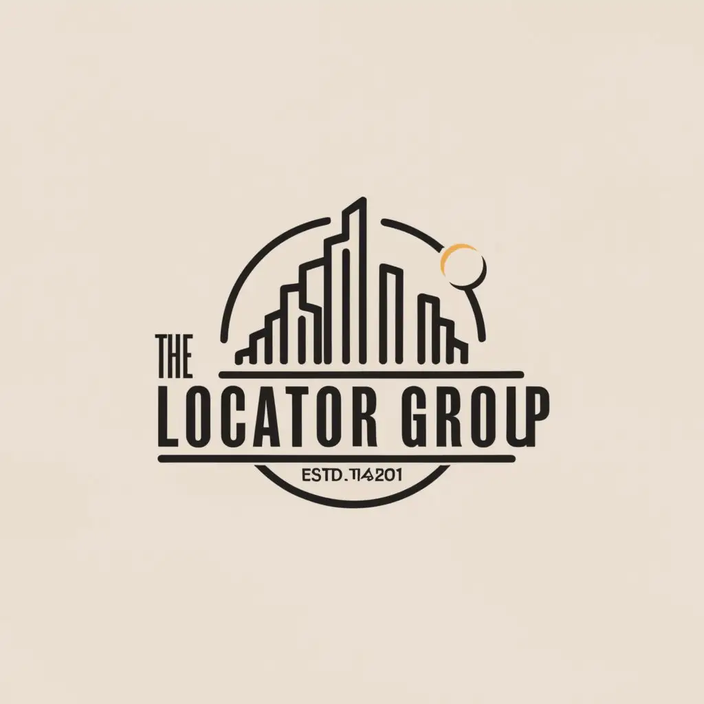 a logo design,with the text "THE LOCATOR GROUP", main symbol:a black line drawn city skyline,Moderate,be used in Retail industry,clear background