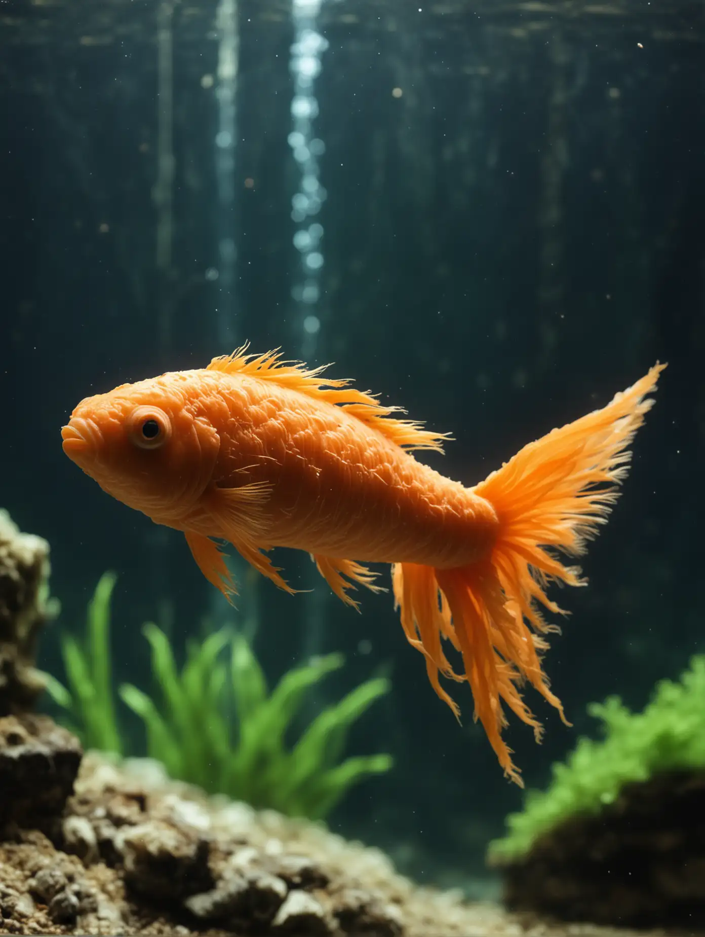 Unusual CarrotShaped Fish in Aquarium