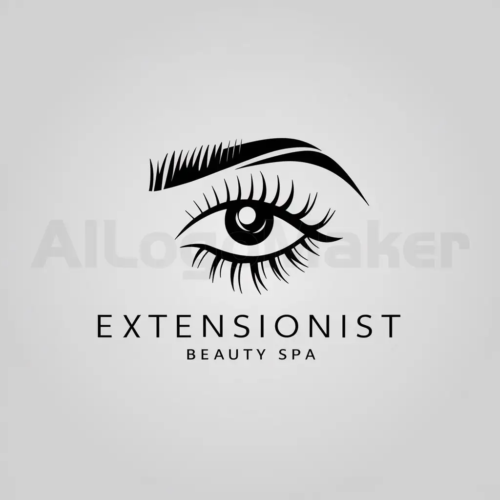 a logo design,with the text "Extensionist", main symbol:The logo symbol should be an eye with eyelash extensions. The eyebrows should be a more modern shape, with microblading,Minimalistic,be used in Beauty Spa industry,clear background