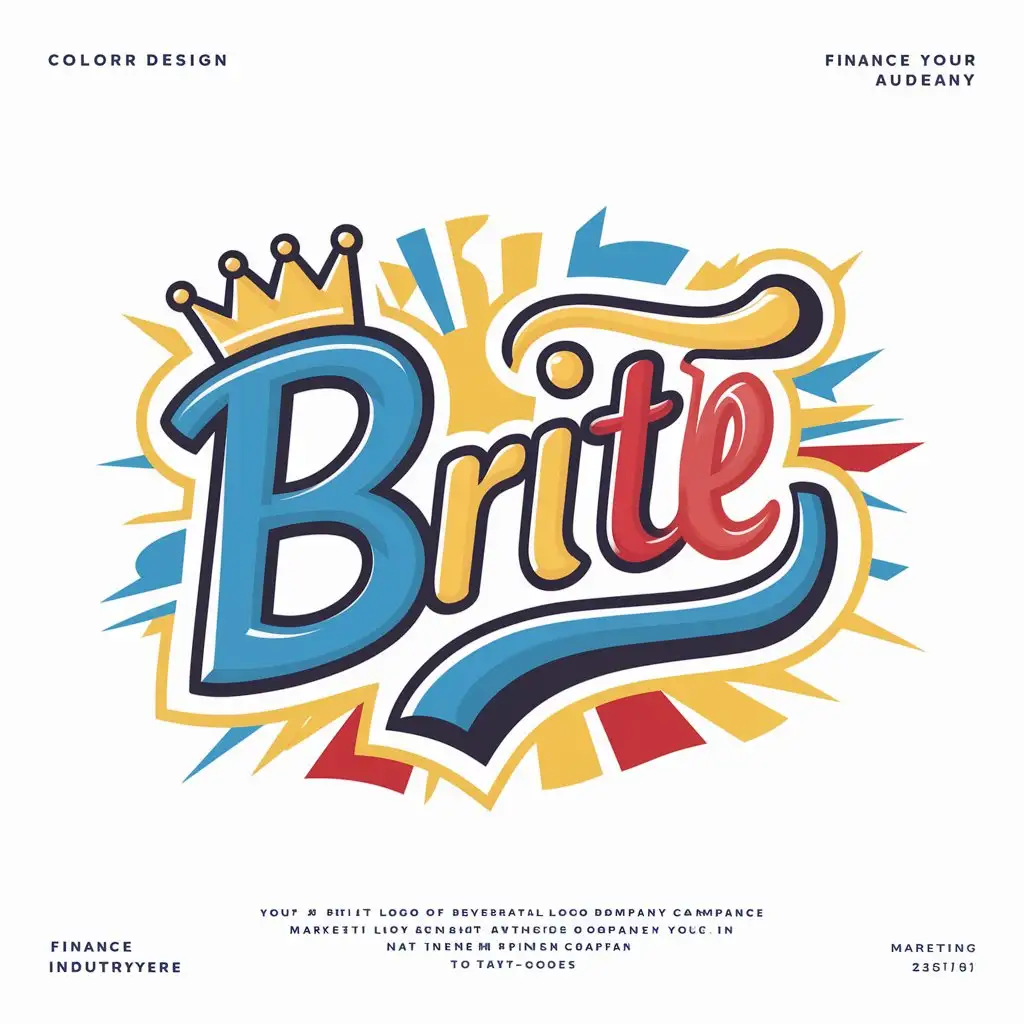 a logo design,with the text "Brit(e)", main symbol:create a new logo for my beverage company, called Brit(e). The target audience is 10 year olds so it should be colorful and fun.,Moderate,be used in Finance industry,clear background