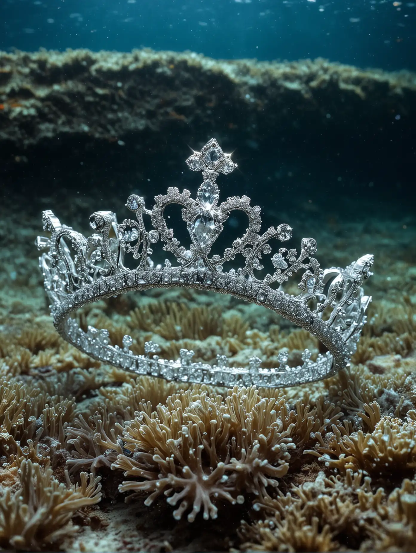 Sparkling Diamond Tiara on the Ocean Floor