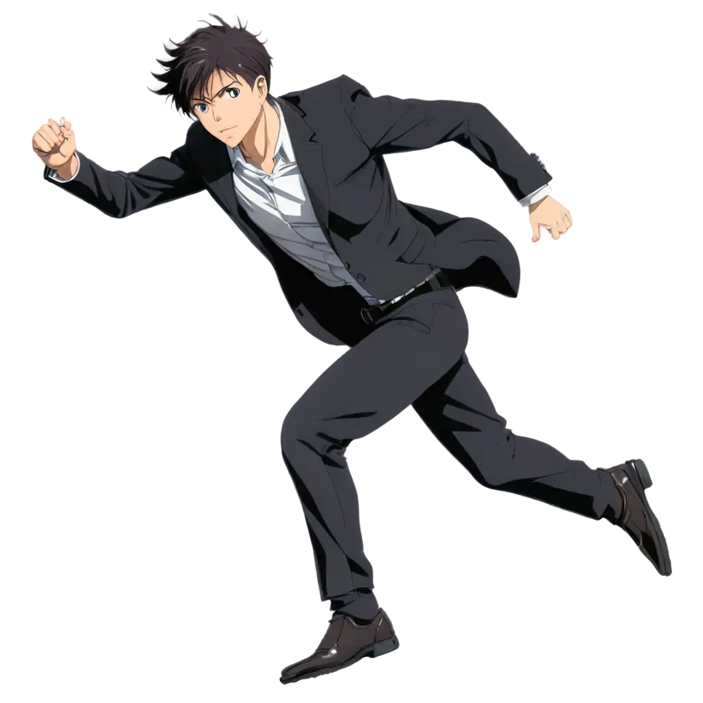 anime man falling in mid-air