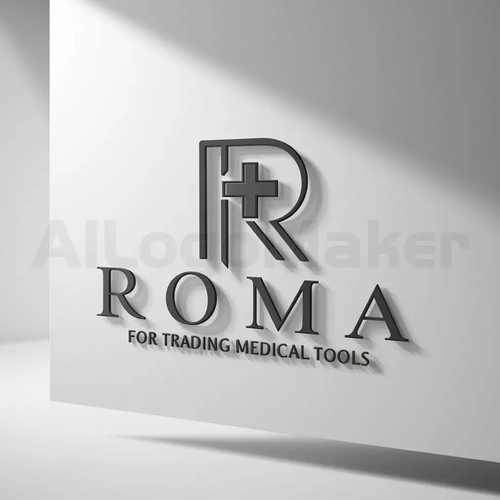 a logo design,with the text "Roma for trading medical tools", main symbol:Roma,Moderate,be used in Education industry,clear background