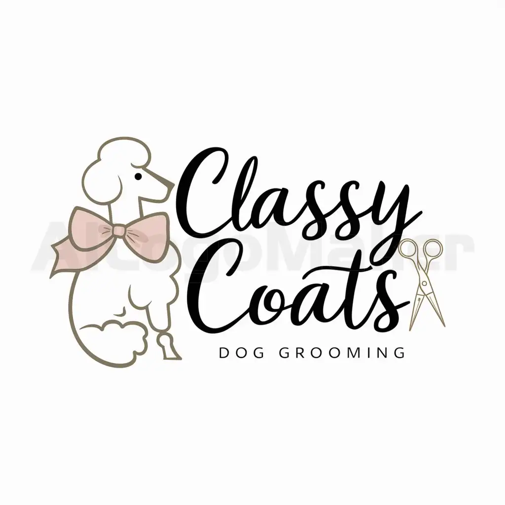 a logo design,with the text "Classy Coats", main symbol:dog grooming,Moderate,be used in Animals Pets industry,clear background