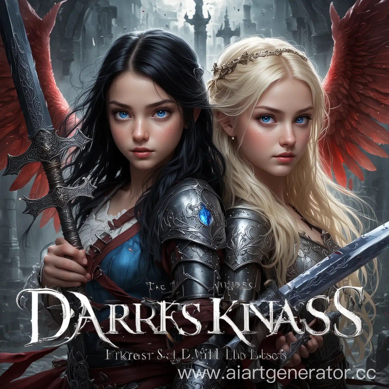 Fantasy-Princesses-with-Sword-and-Wings-Confronting-Darkness