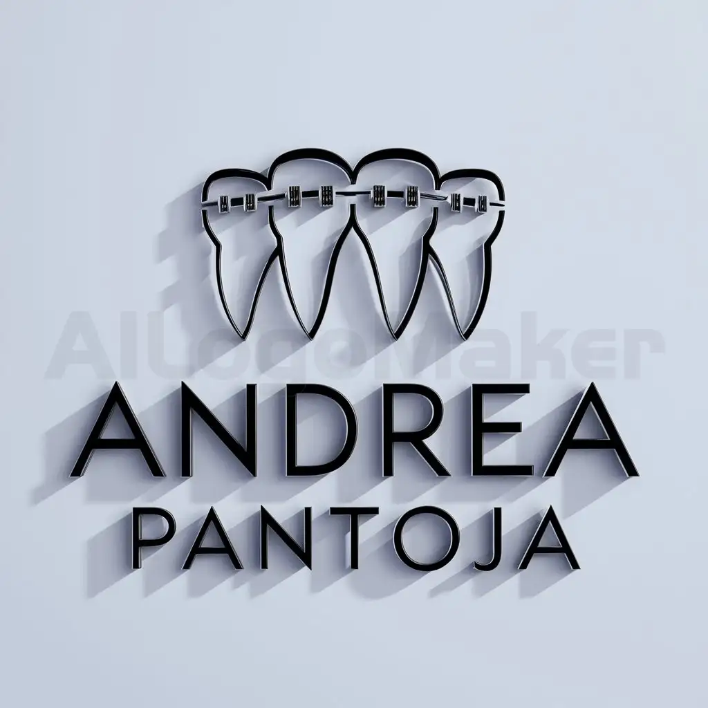 a logo design,with the text "andrea pantoja", main symbol:vector de 4 dentes humanos con aparatos de ortodoncia,Moderate,clear background