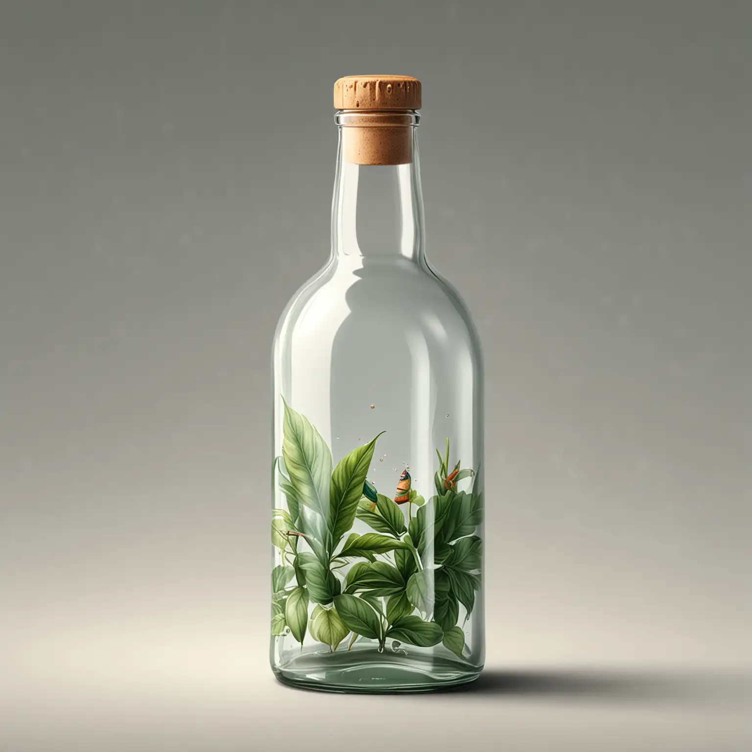 Realistic Illustration of a Bottle with Detailed Texture and Lighting