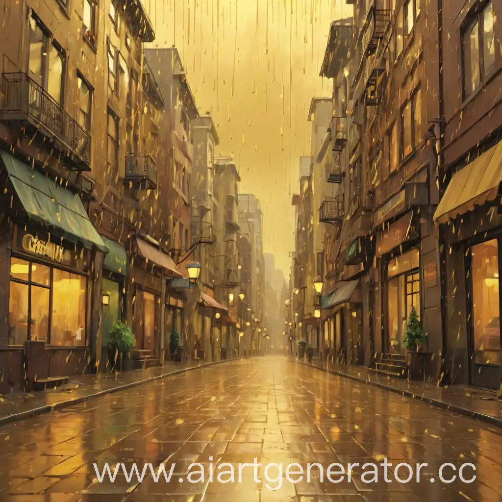 Whimsical-Cartoon-Cityscape-with-Golden-Rain-Background