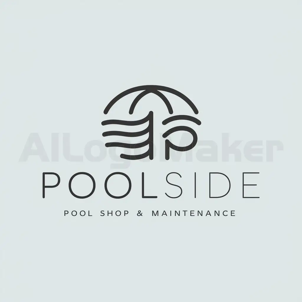 a logo design,with the text "Poolside", main symbol:Create a professional logo for a pool shop and maintenance business called POOLSIDE. Reference water and incorporate an image of a beach umbrella,Moderate,clear background