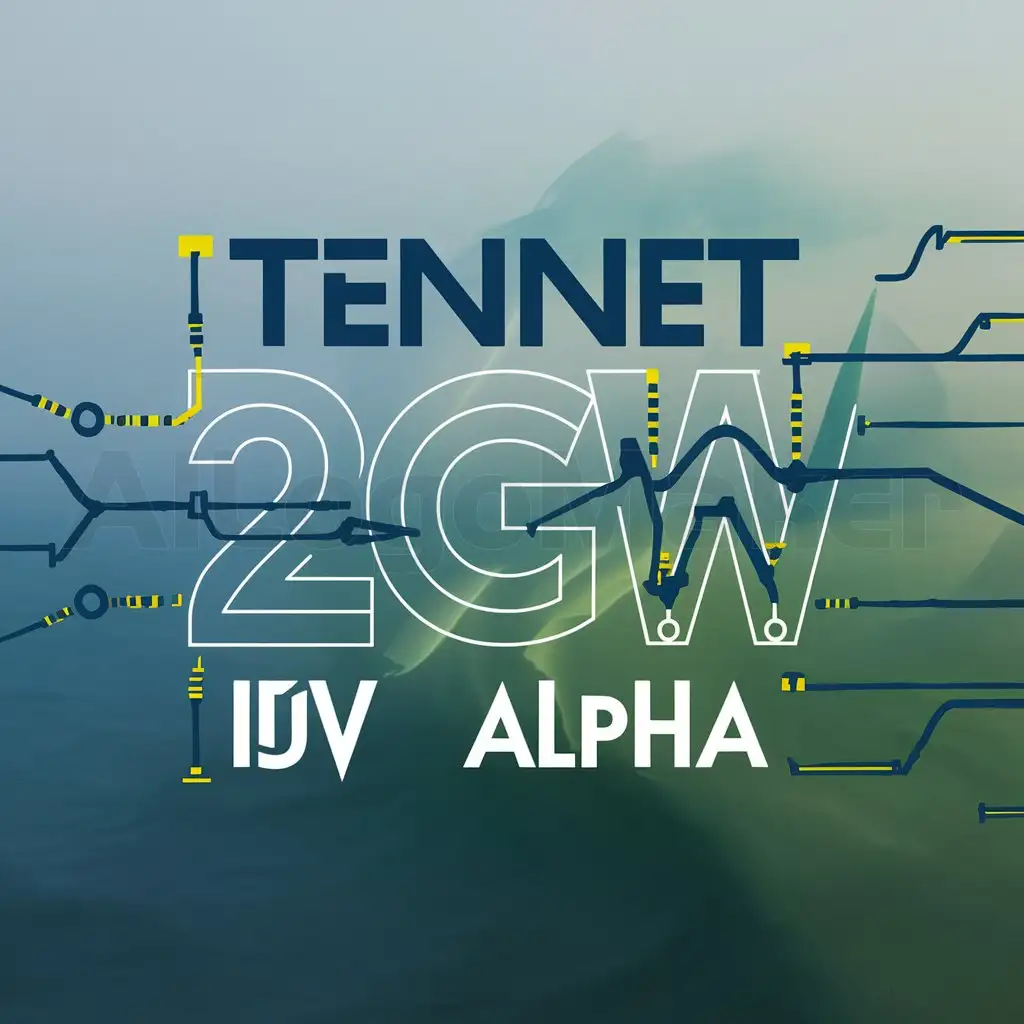 a logo design,with the text "TenneT 2GW IJV Alpha", main symbol:connection systems has a capacity of 2 gigawatts (GW) and a voltage level of 525 kilovolts (kV) - a world-first for offshore wind.,Moderate,clear background
