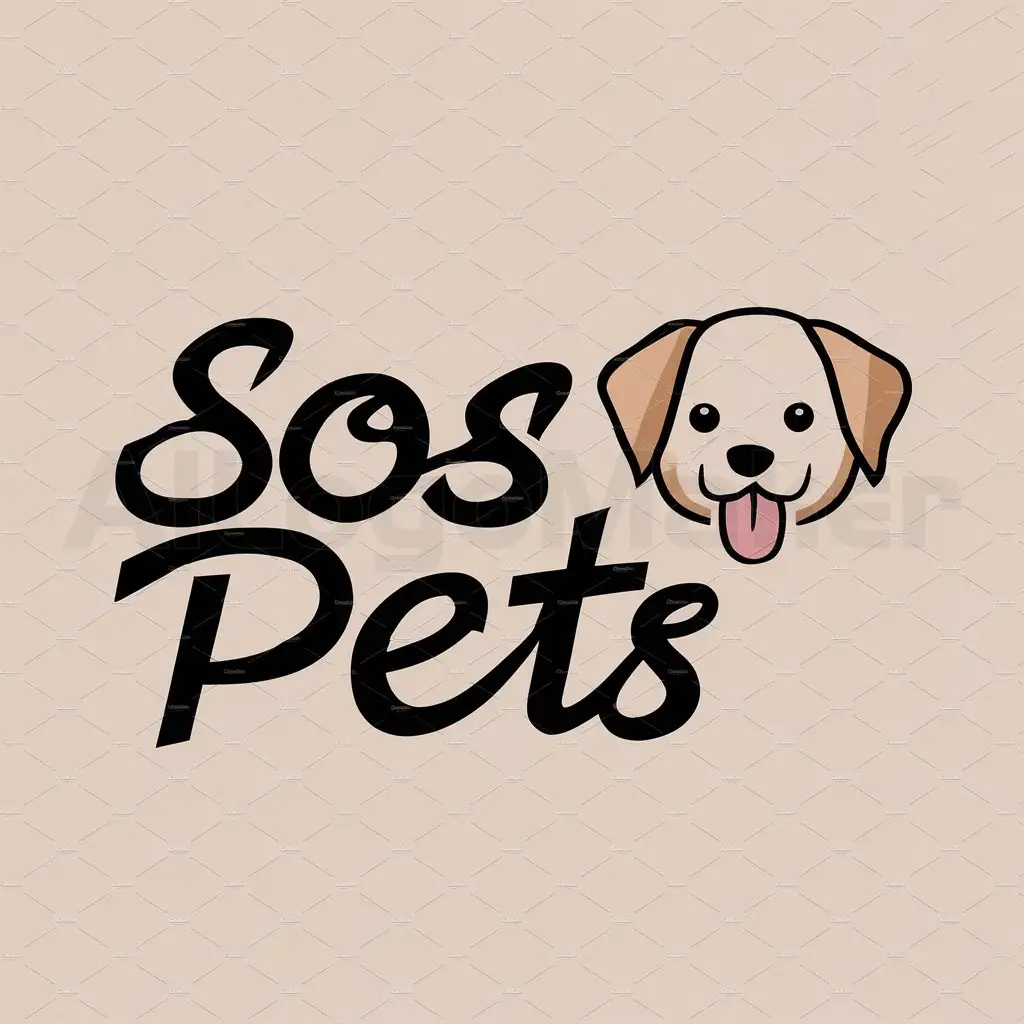 LOGO-Design-For-SOS-PETS-Adorable-Dog-Emblem-for-Animal-Pet-Services