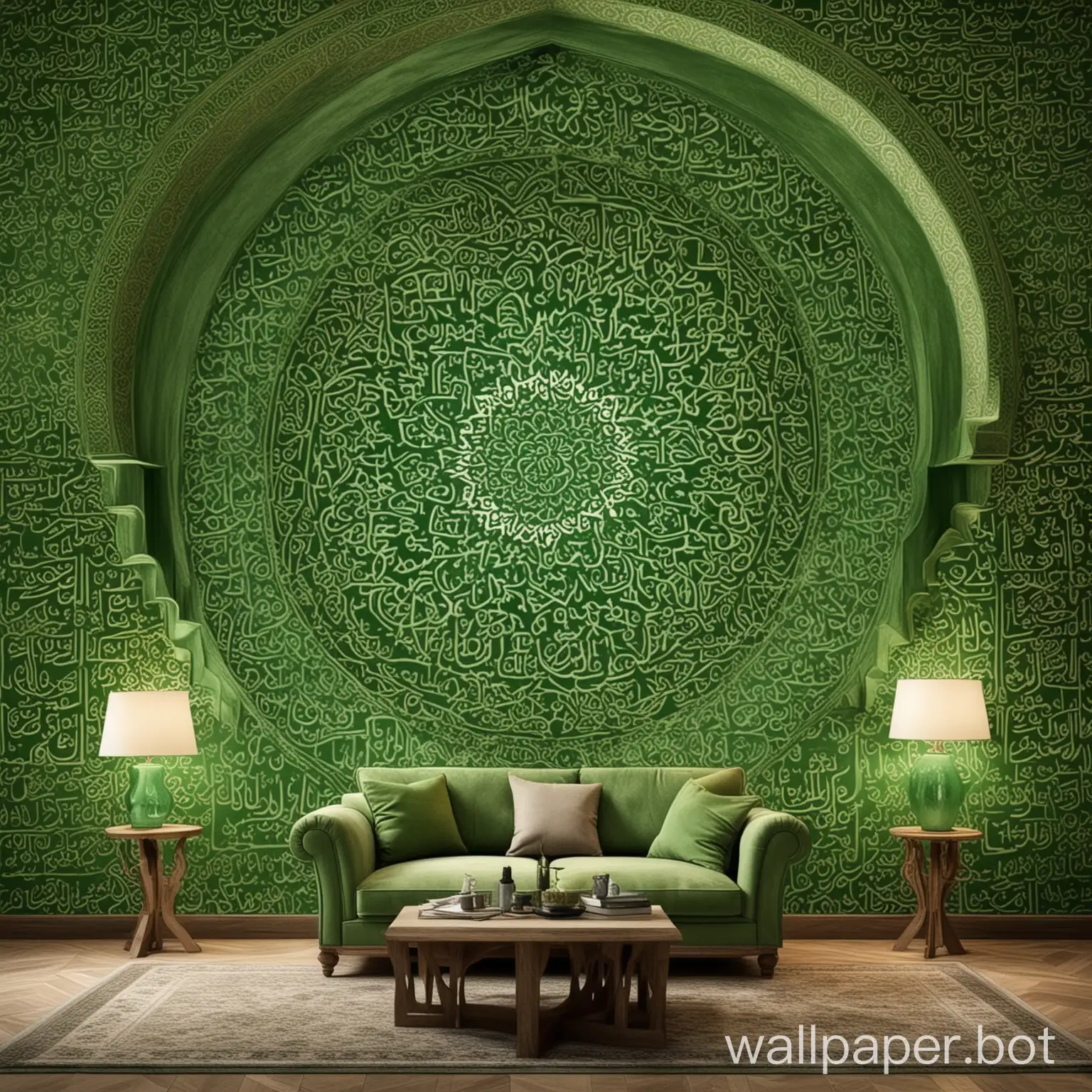 Islamic-Green-Wallpaper-Design-with-Dominant-Shades-of-Green