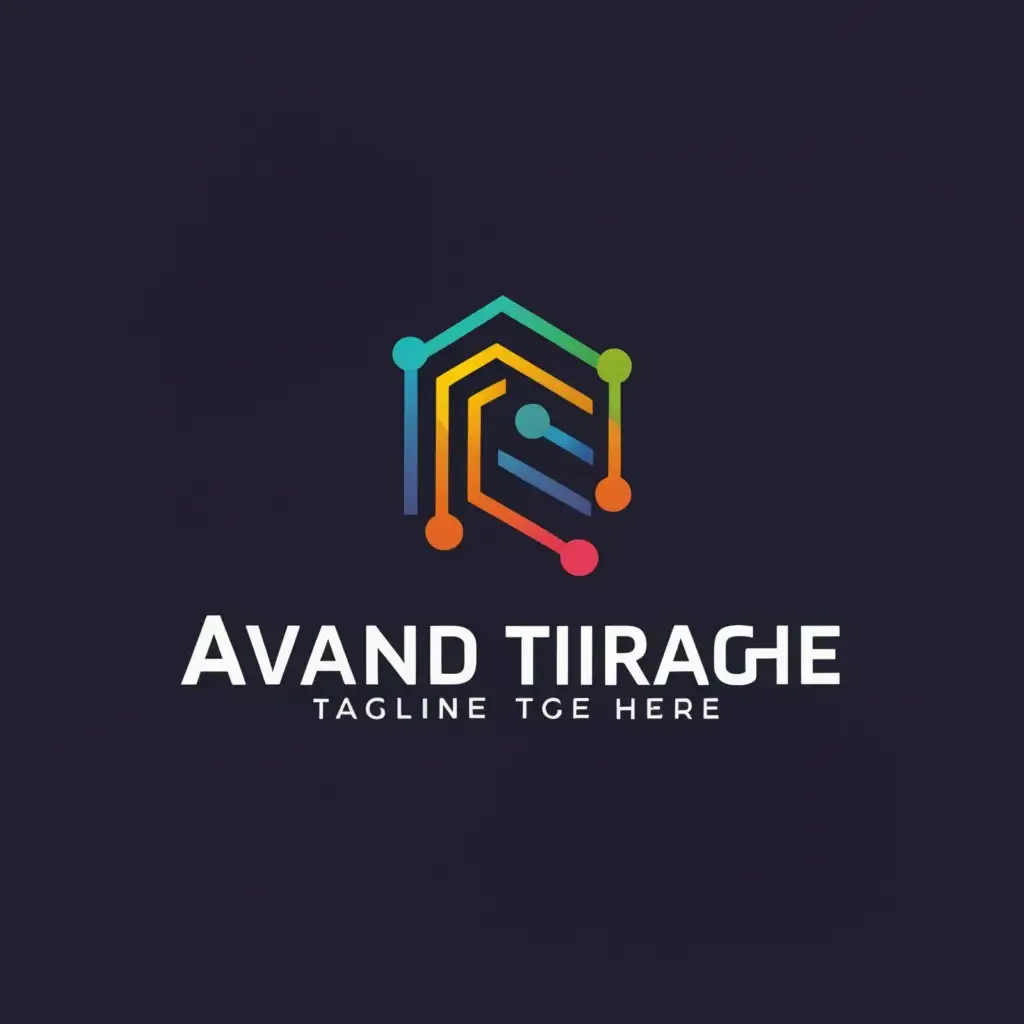 a logo design,with the text "Avand Tiraghe", main symbol:Computer Network,Minimalistic,be used in Technology industry,clear background