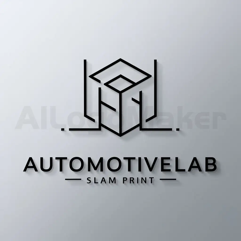 a logo design,with the text "AutomotiveLab ", main symbol:3d print,Minimalistic,be used in Automotive industry,clear background