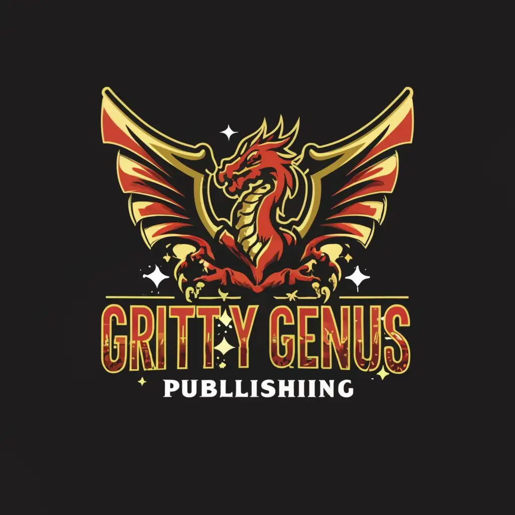 a logo design,with the text "Gritty Genius Publishing", main symbol:Dragon,Moderate,be used in Entertainment industry,clear background