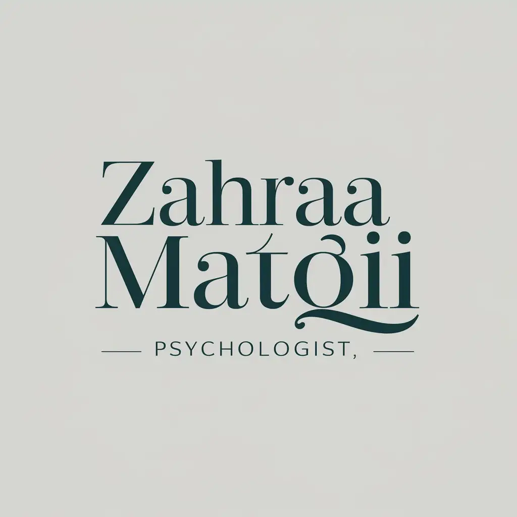 logo with zahraa matqii as a name and psychologist as her job with one q