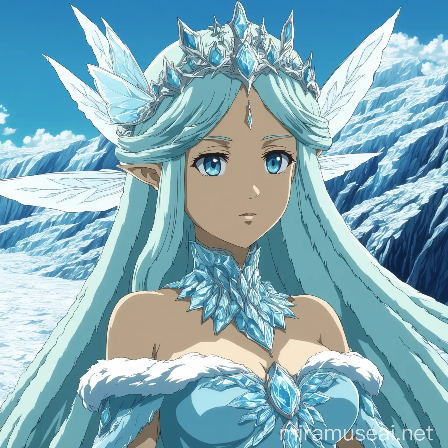 The serene and inscrutable fairy queen of the glaciers, in anime