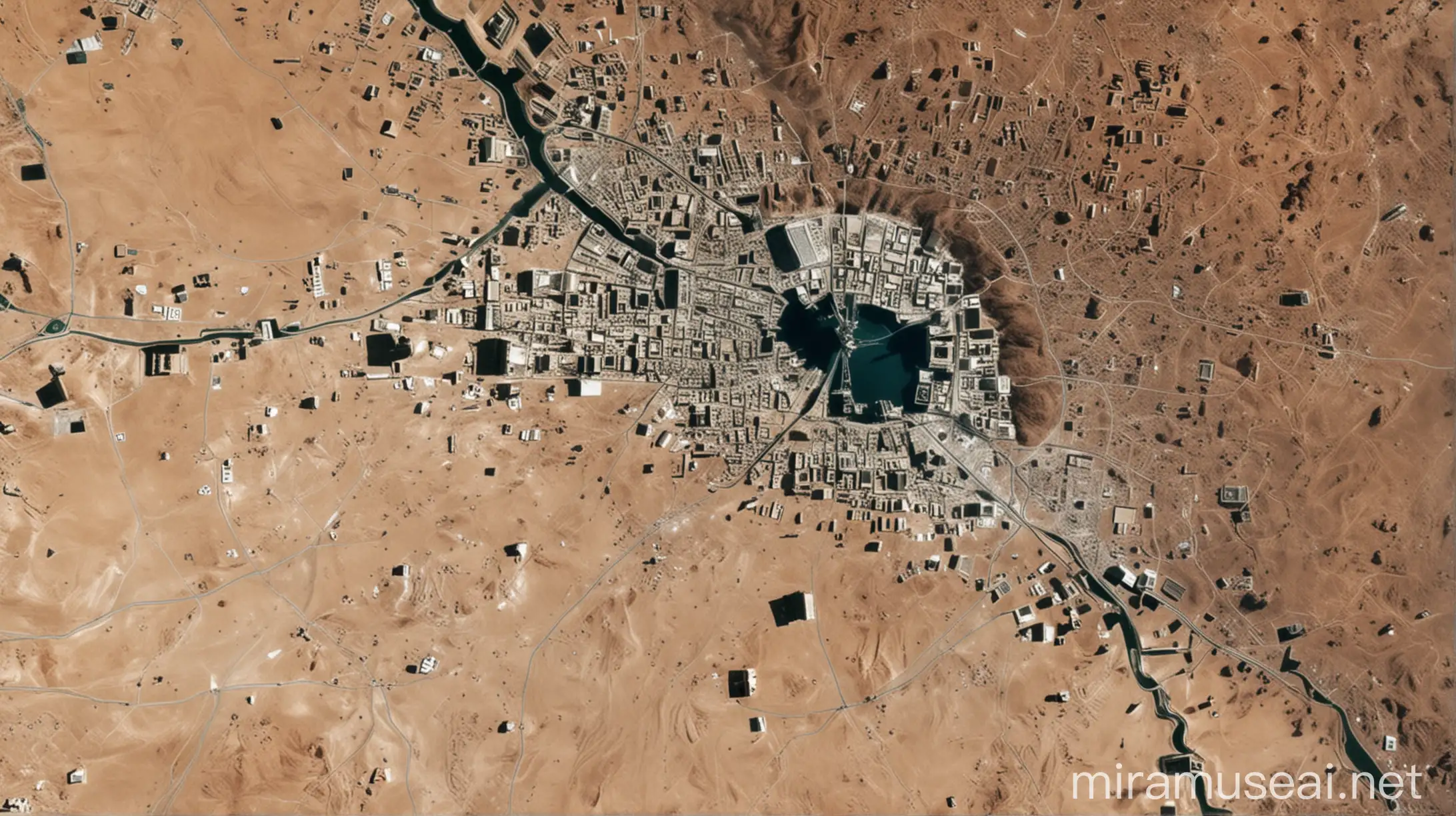 NASA's Satellite View of Earth with Kaaba Highlighted:
An image showing a satellite view of Earth with a distinct highlight on the location of the Kaaba in Mecca, radiating energy.

