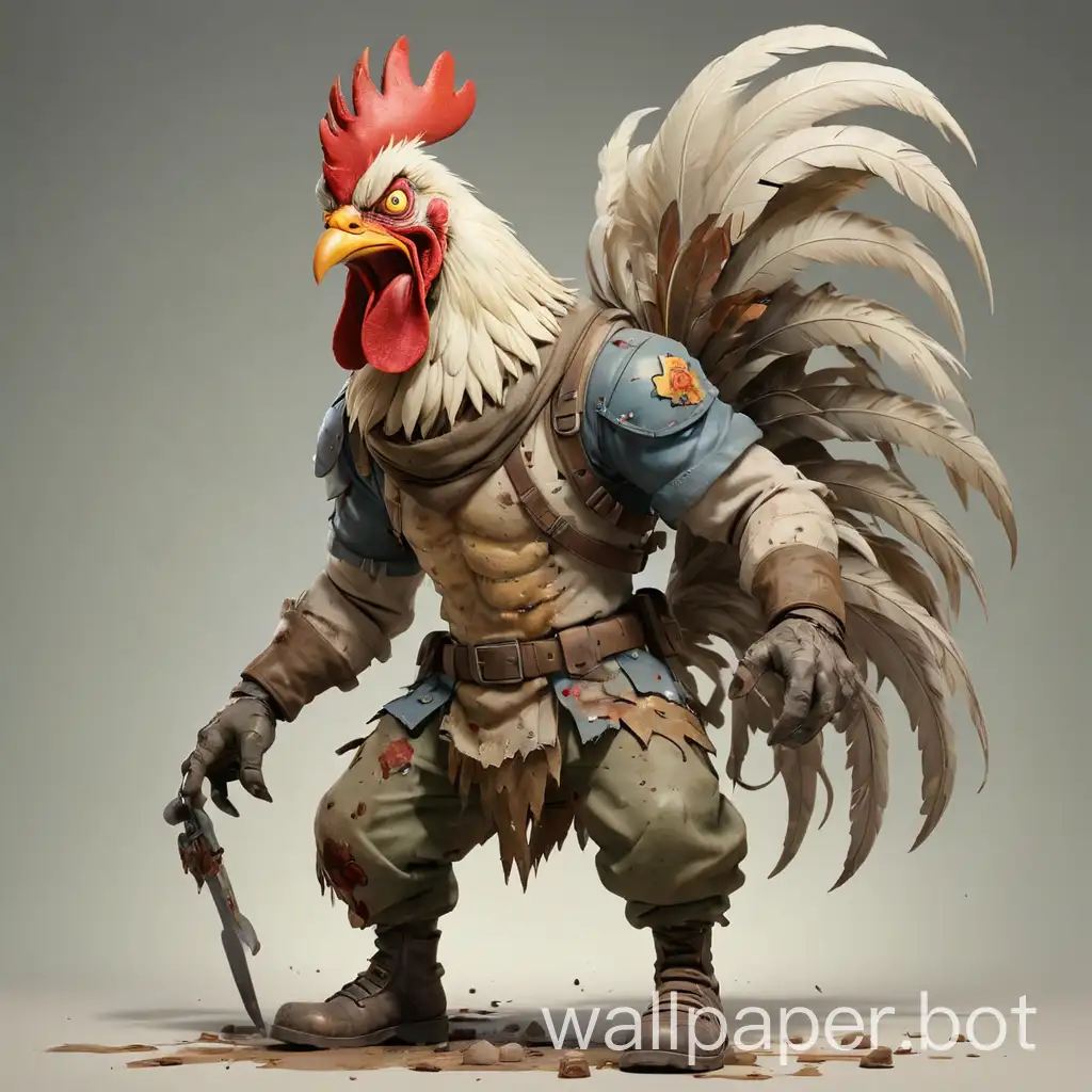 Angry-Cartoon-Zombie-Rooster-in-Soldier-Attire