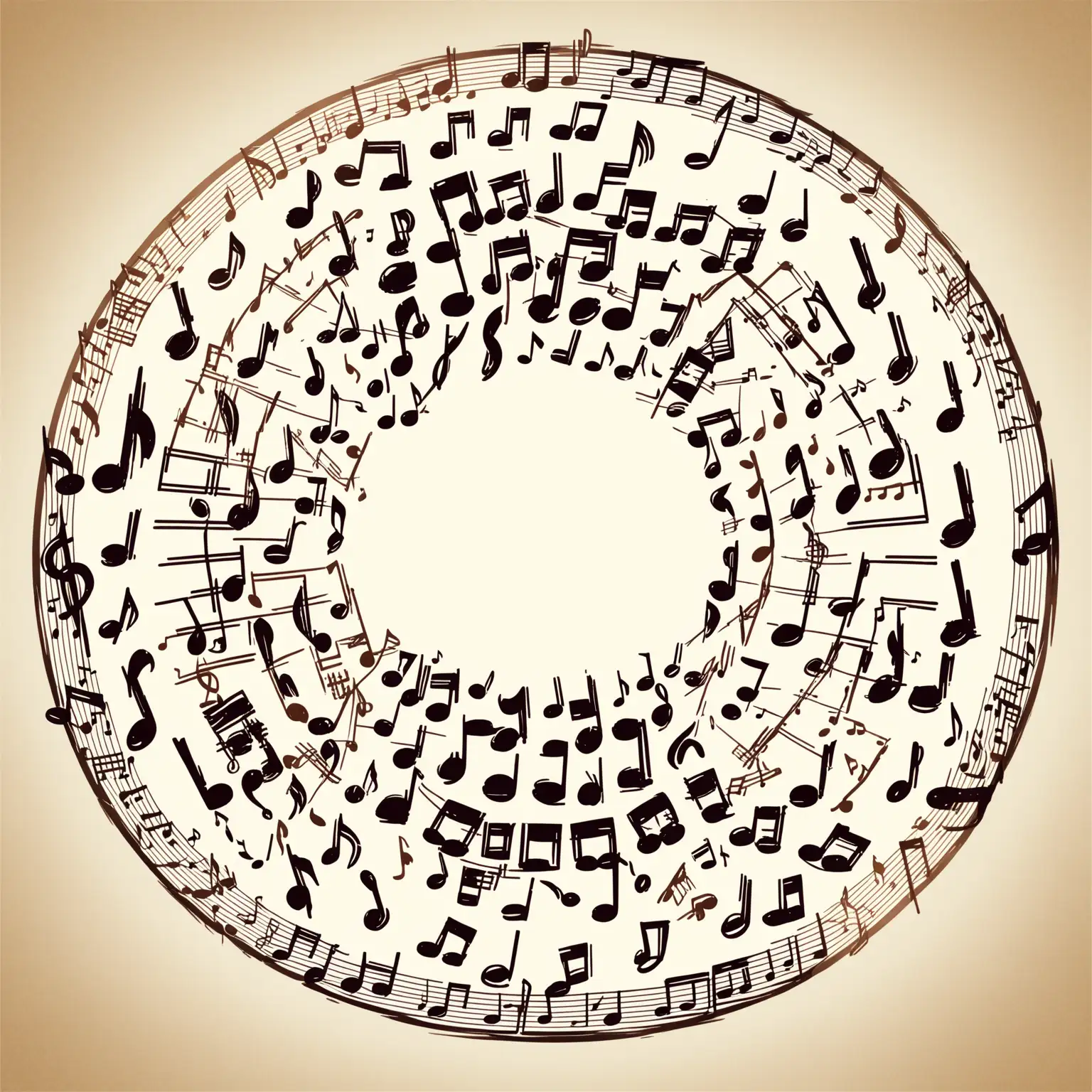 Musiknoter, noter, musik, i en cirkel, illustrerad 