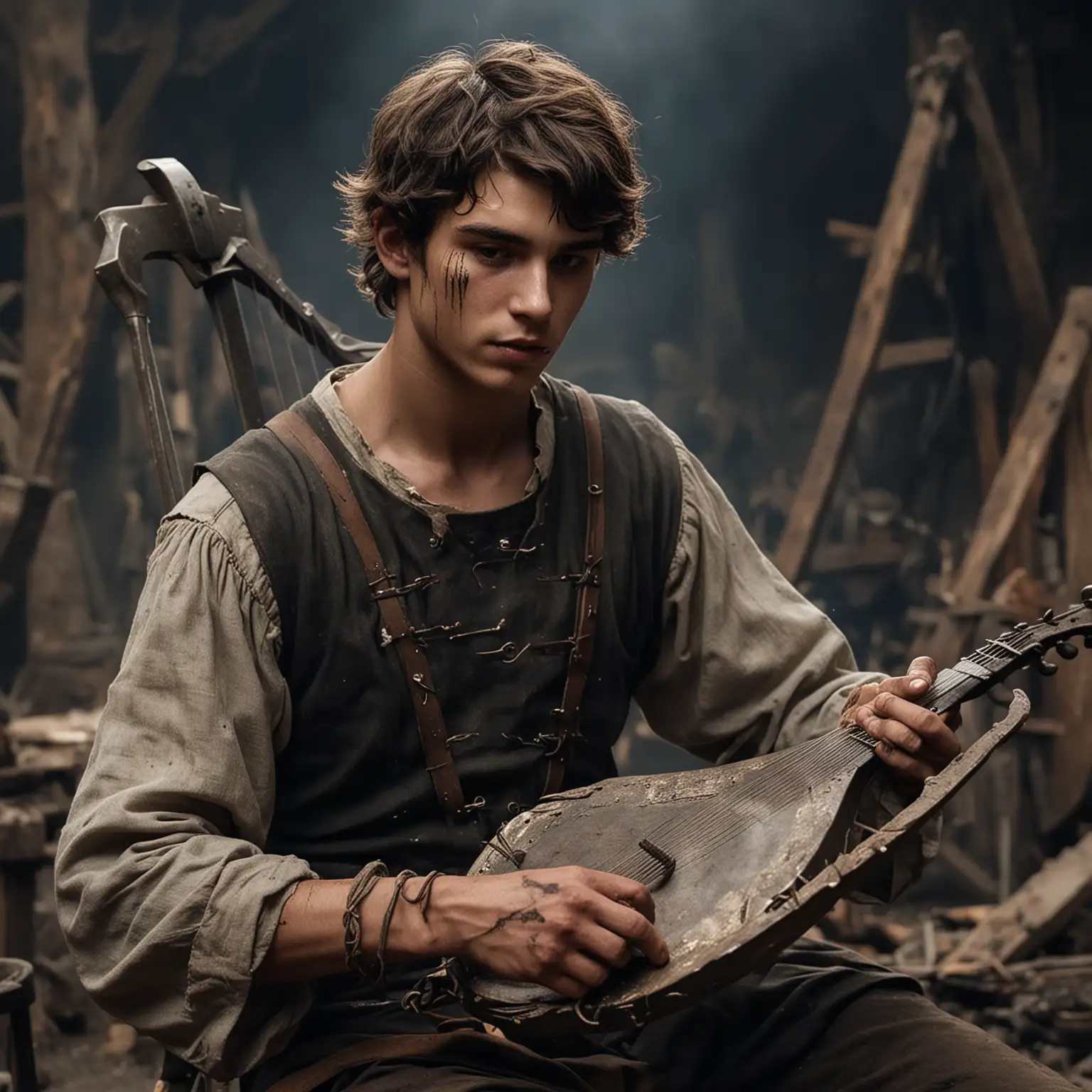 Young Blacksmith Bard Playing Lyre