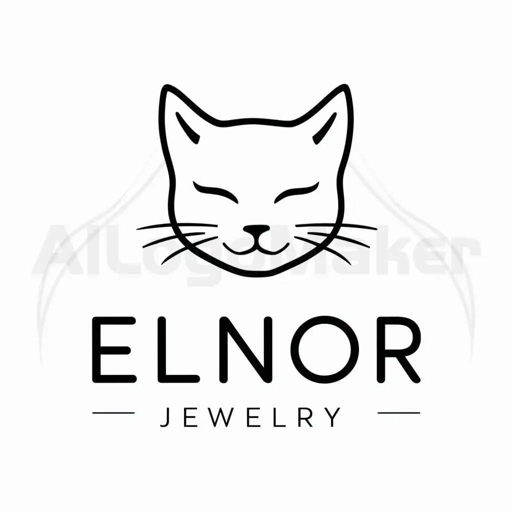 LOGO-Design-For-Elnor-Jewelry-Elegant-Cat-Symbol-in-the-Juvelirnye-Izdeliya-Industry