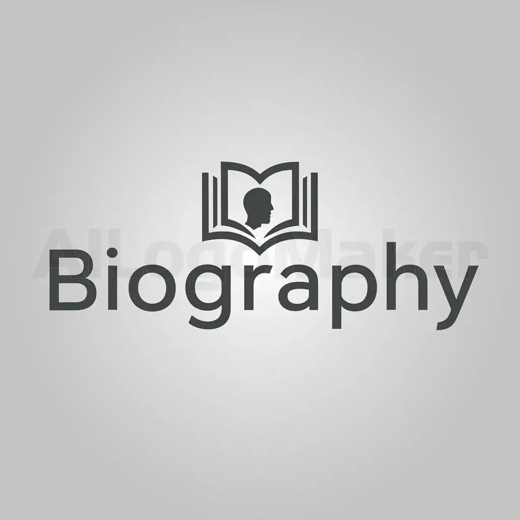 a logo design,with the text "BioGraphy", main symbol:a book, a profile,Moderate,clear background