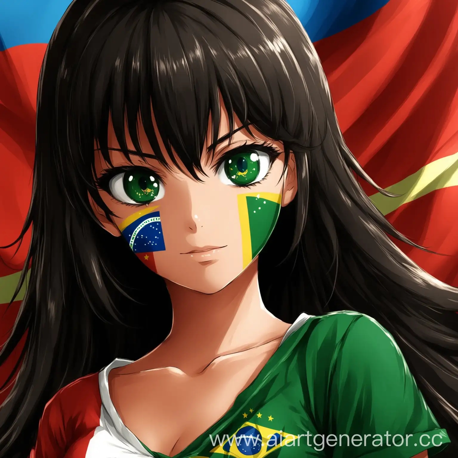 anime brazil girl 4k HD It looks nice In the eyes of the Portuguese flag