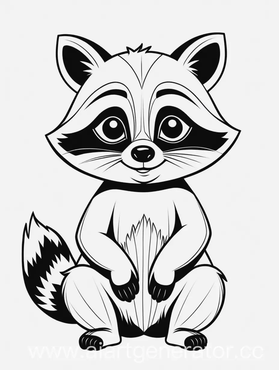 Minimalistic-Coloring-Page-Cheerful-Raccoon-Sitting