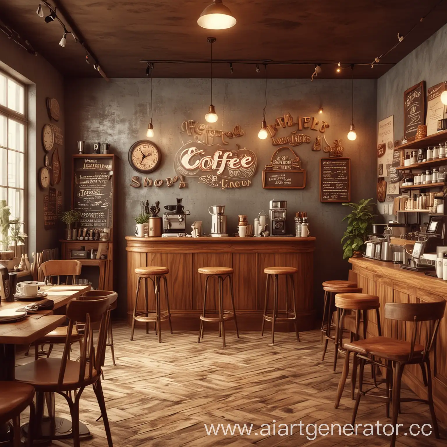 Vibrant-Scenes-Coffee-Shop-in-Motion-Retro-Style