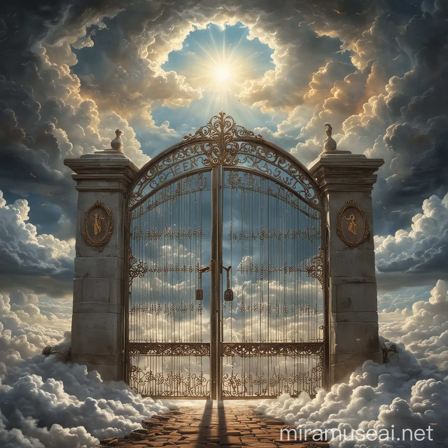 Majestic Gates Opening to Heavenly Light