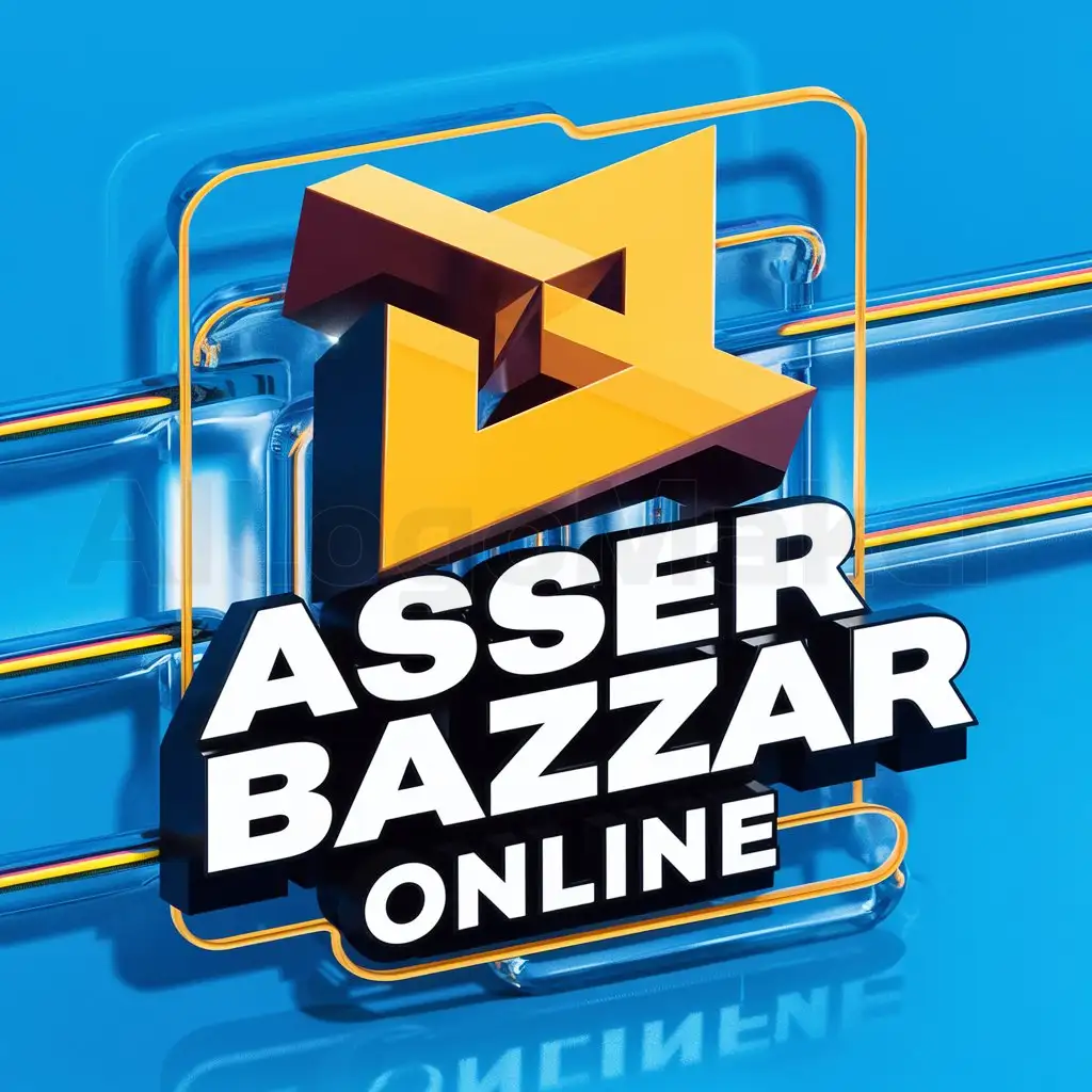 a logo design,with the text "ASSER BAZZAR Online", main symbol:3D(Background Bold) Color,3D(Logo Bold) Color,3D(Text Bold) Color,Moderate,be used in Internet industry,clear background