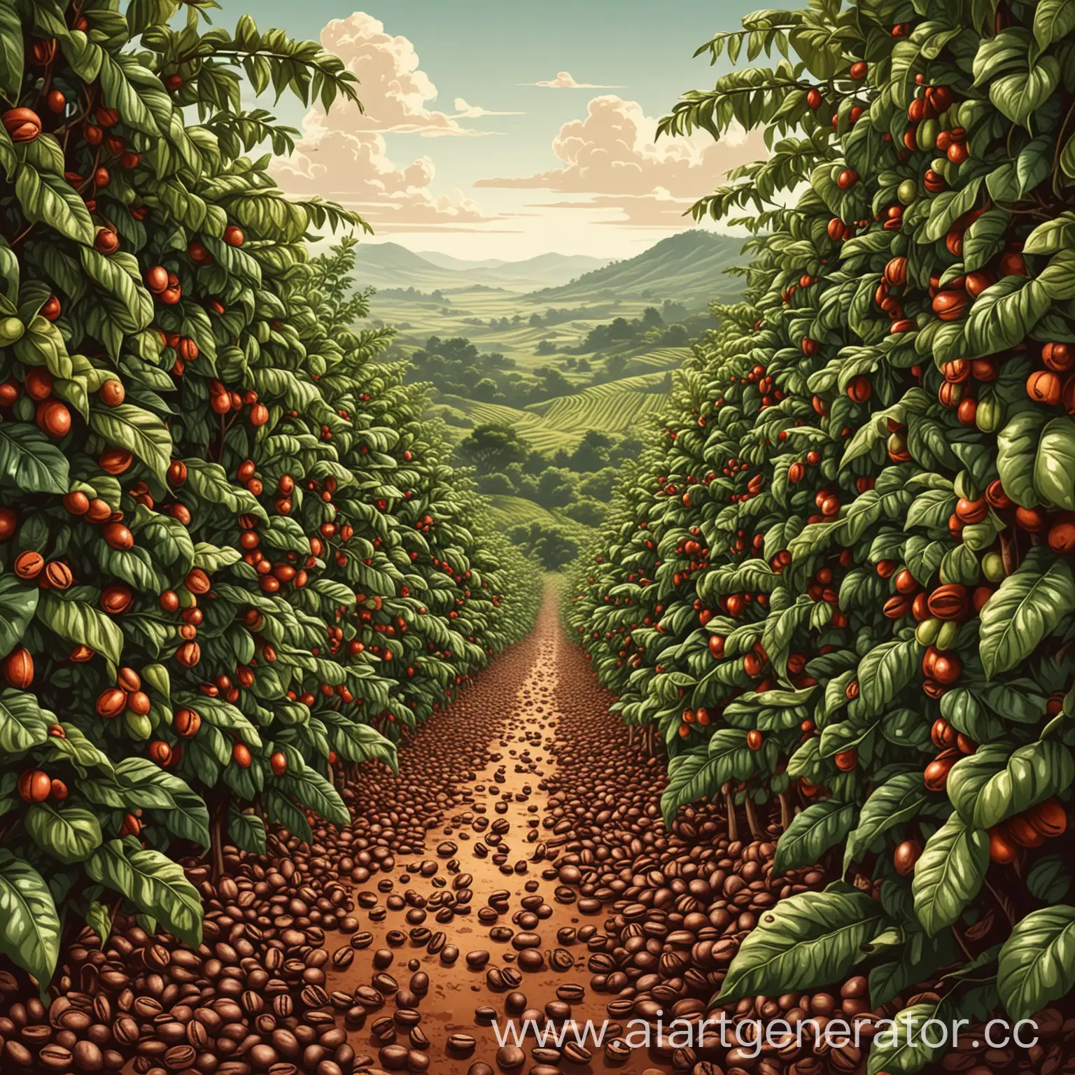 Coffee-Farm-with-Coffee-Beans-in-Vector-Style-High-Resolution-Illustration